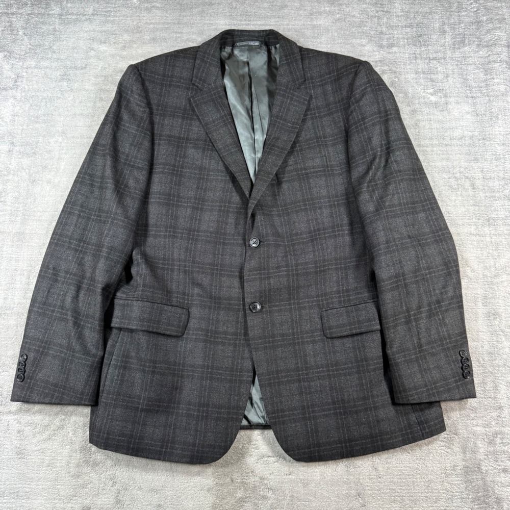 Boyes Herd Blazer Mens 44R Charcoal Grey Loro Piana Super 130s Wool Plaid Jacket
